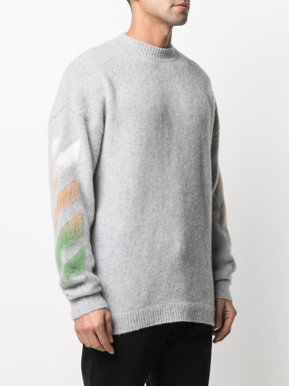 Diag brushed crew neck silver