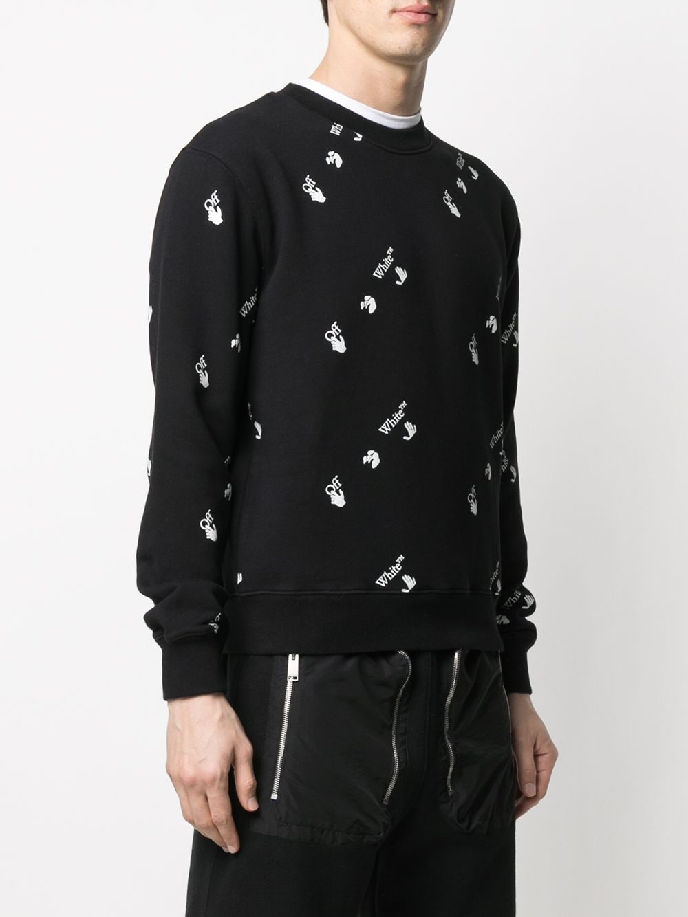 Allover slim crewneck black