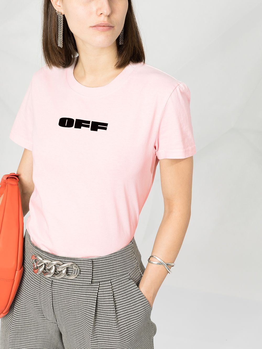 Off bold flock casual tee pink black