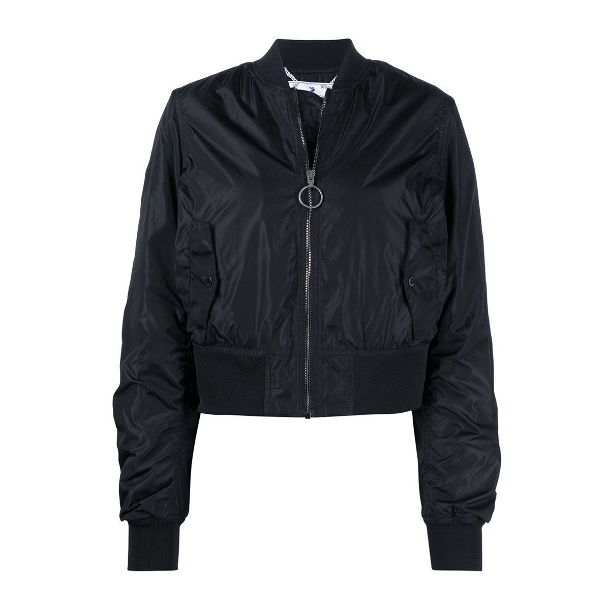 Nylon cropped bomber jacket black black