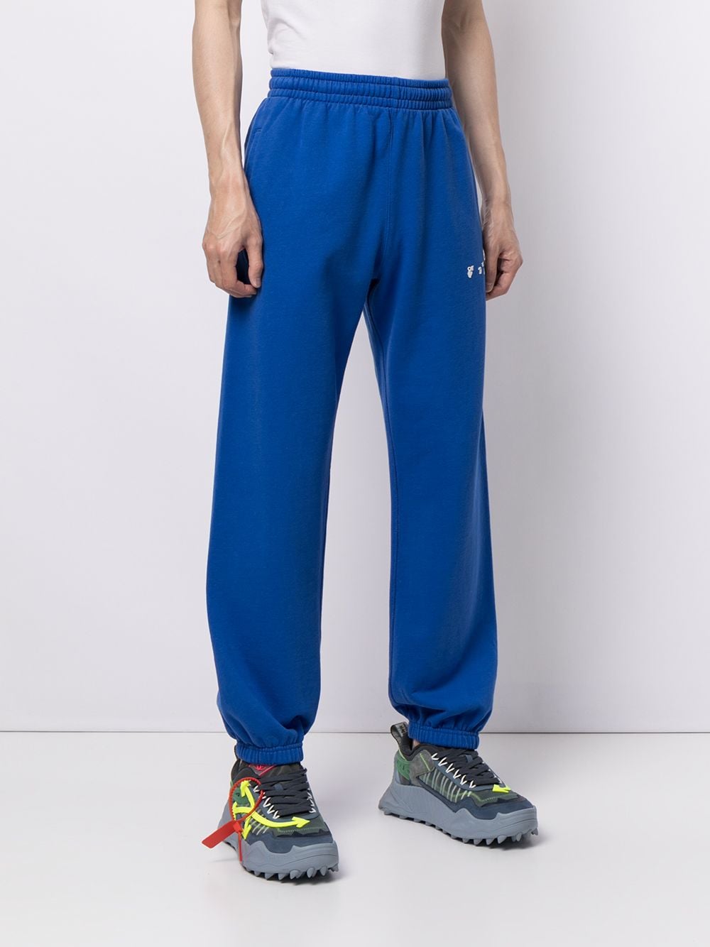 Diag-print sweatpants blue