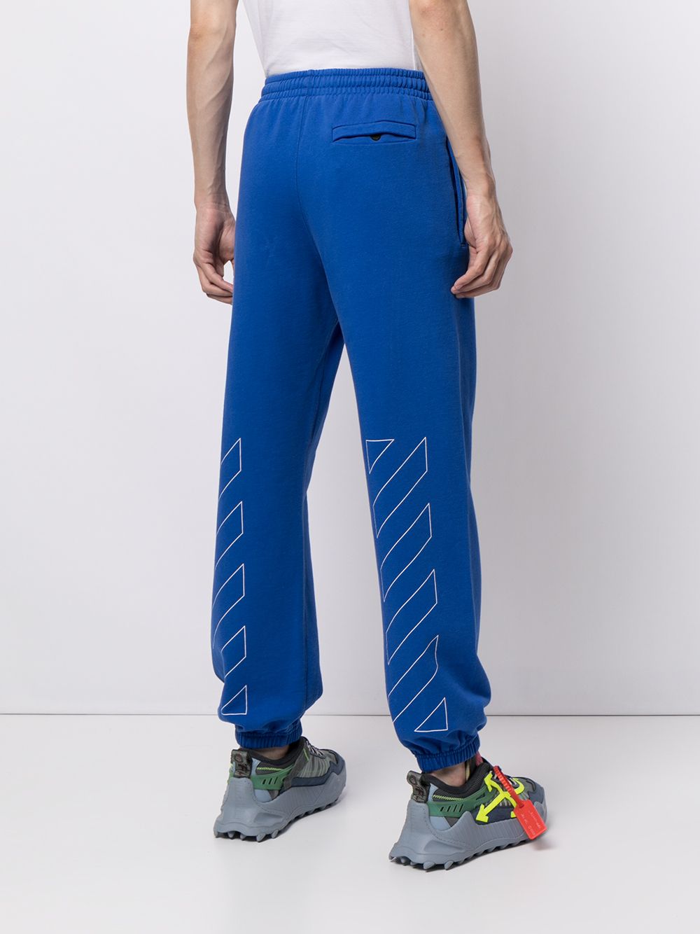 Diag-print sweatpants blue