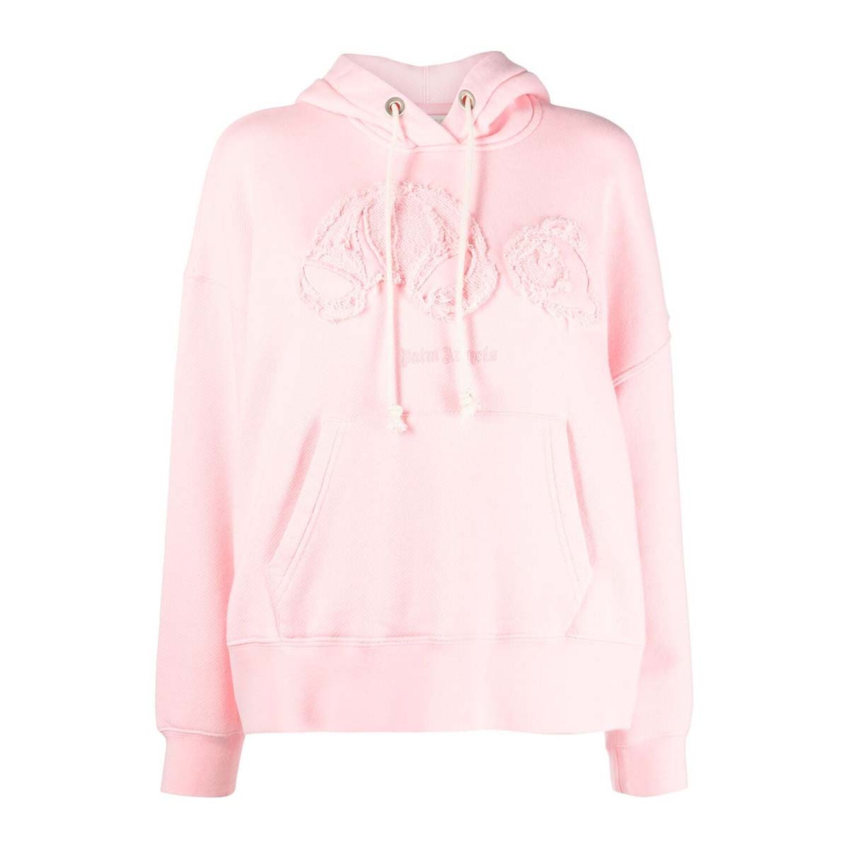 Embroidered bear hoodie pink