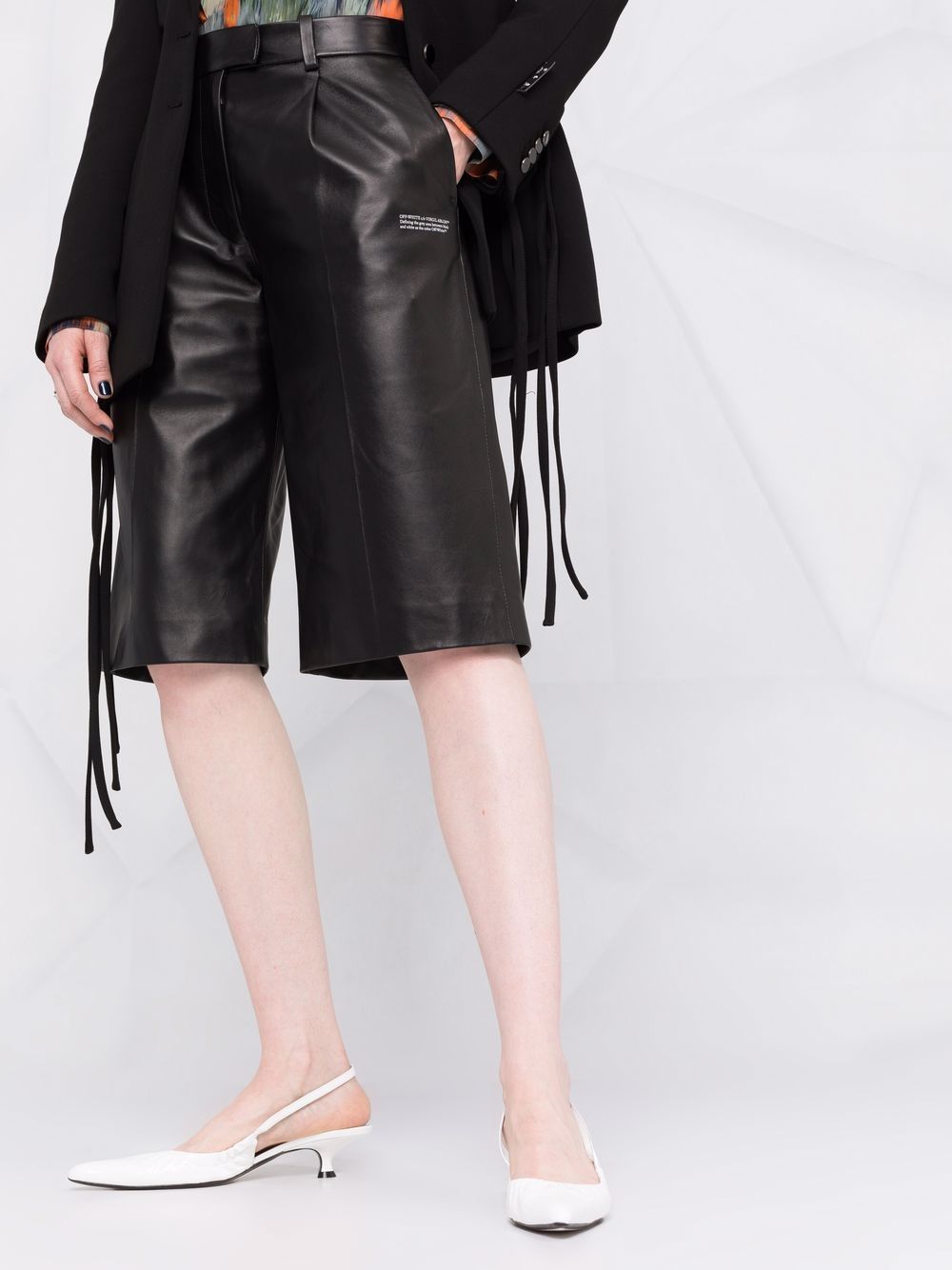 Leather formal shorts black