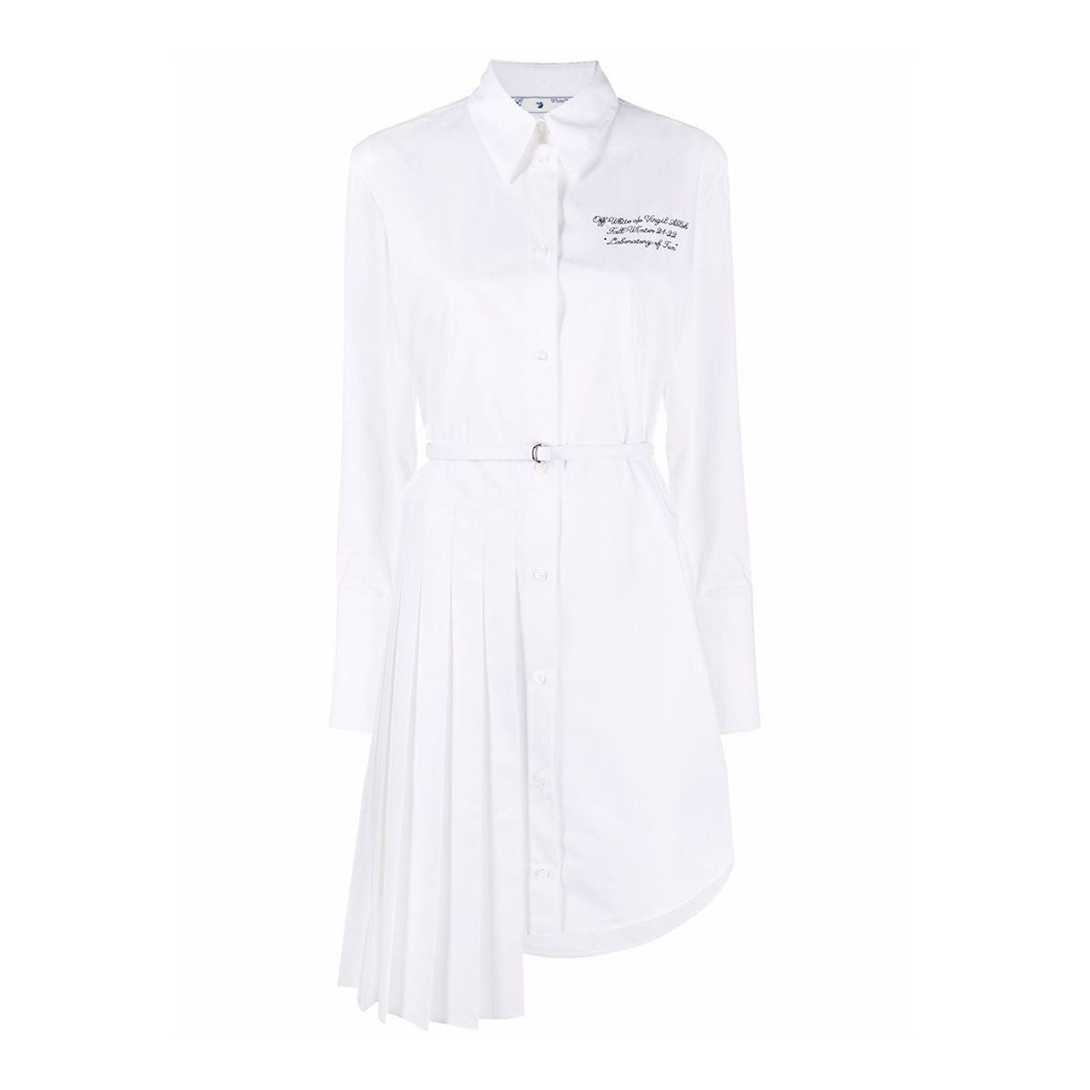 Popel plisse shirt dress white