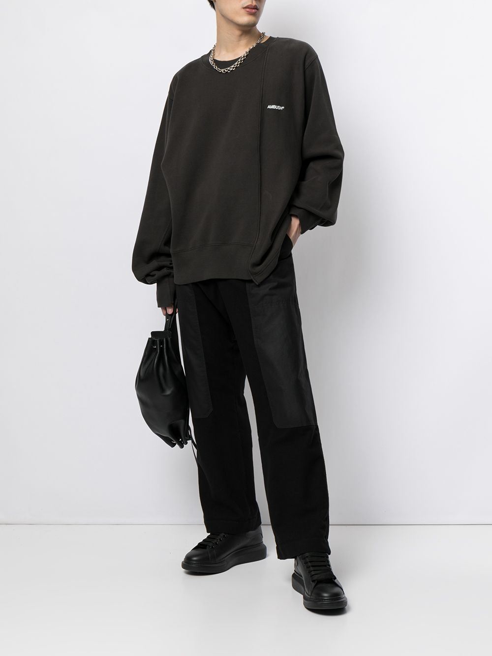 Mixed fleece sweatshirt black
