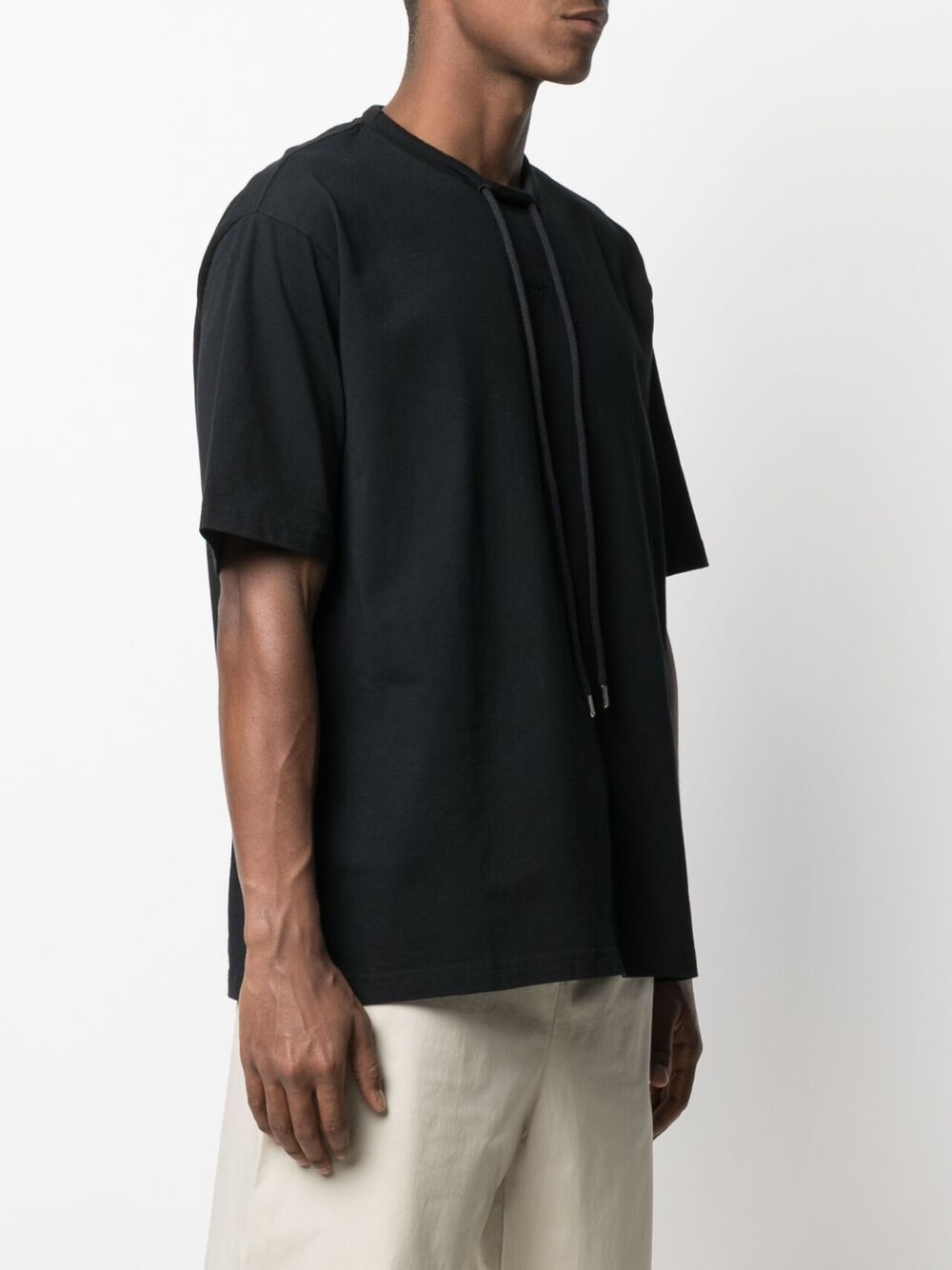 Drawstring collar t-shirt black