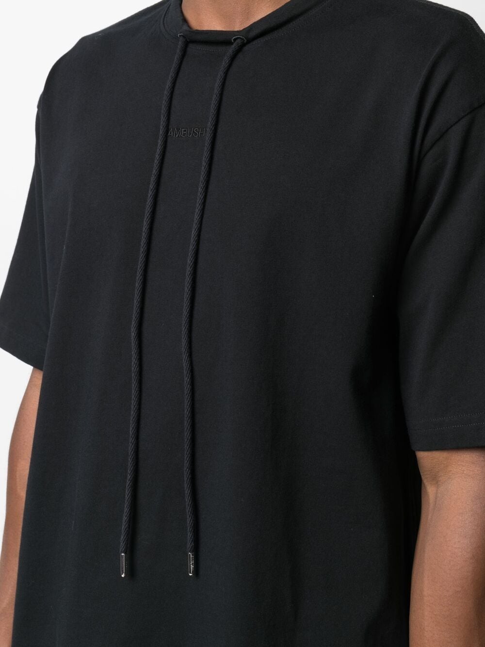 Drawstring collar t-shirt black