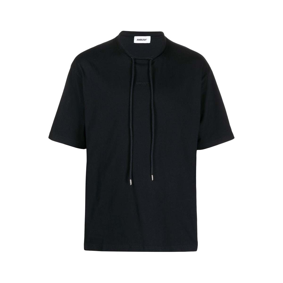 Drawstring collar t-shirt black