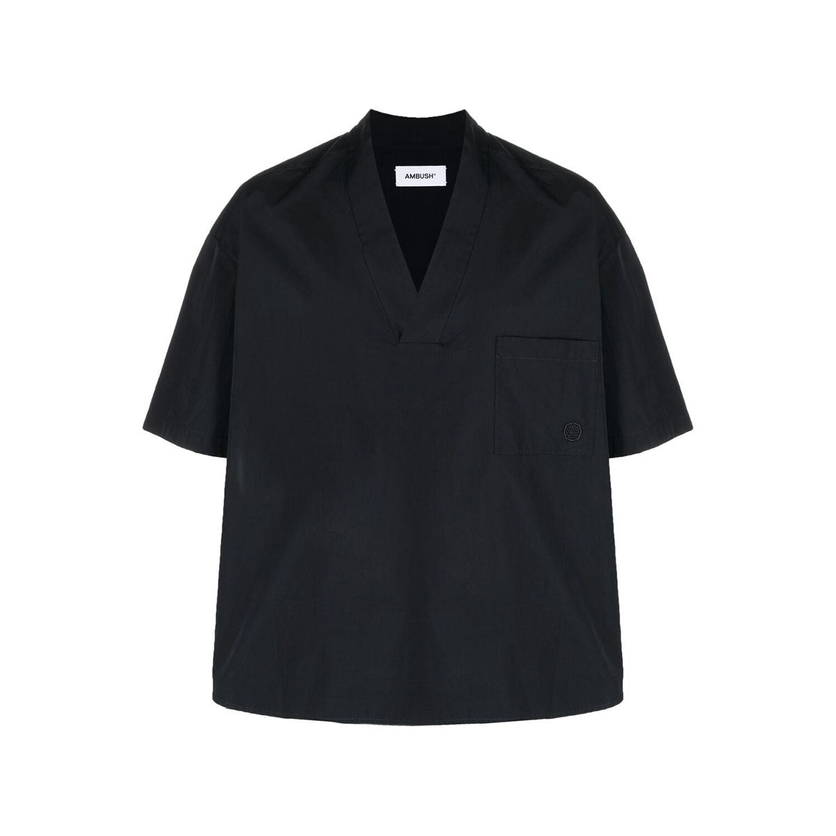 V-neck cotton shirt black