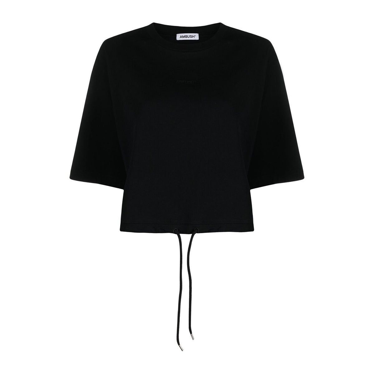 Drawstring cropped tee black