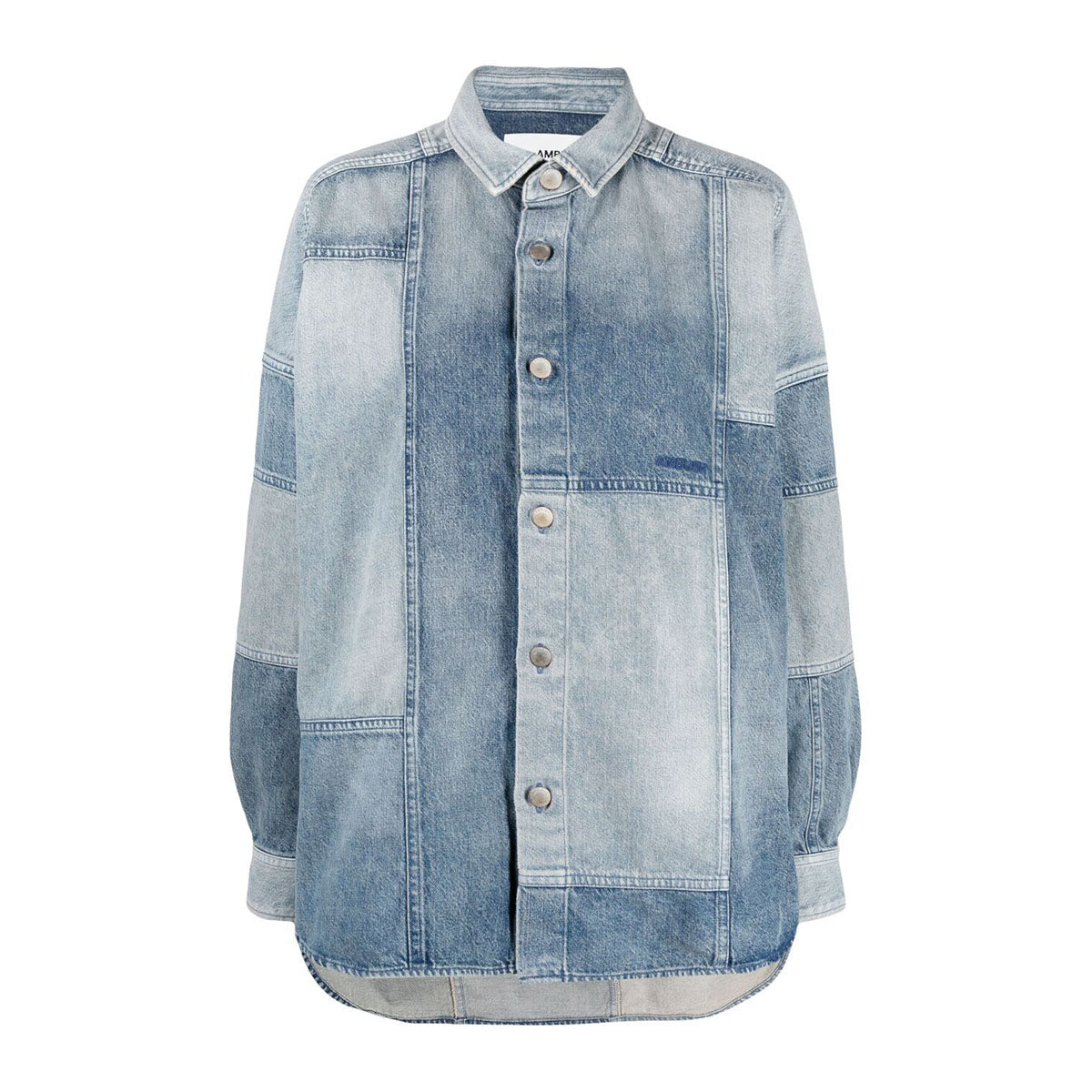 Patchwork denim shirt blue