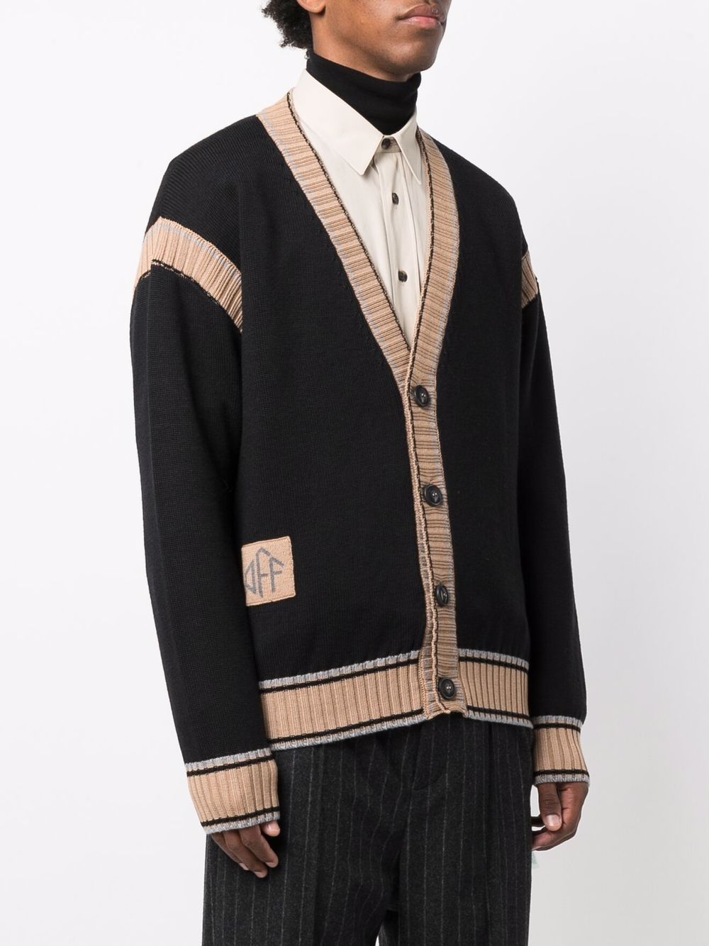 Varsity v-neck knit cardigan black dark