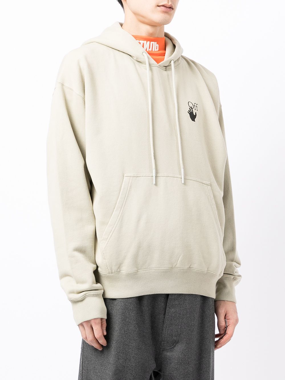 graphic hoodie on model