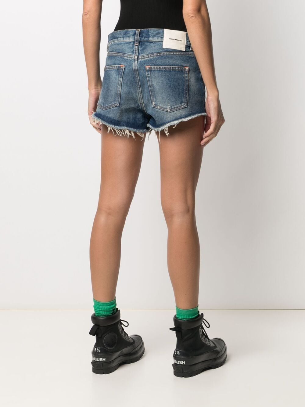 Spray logo denim shorts
