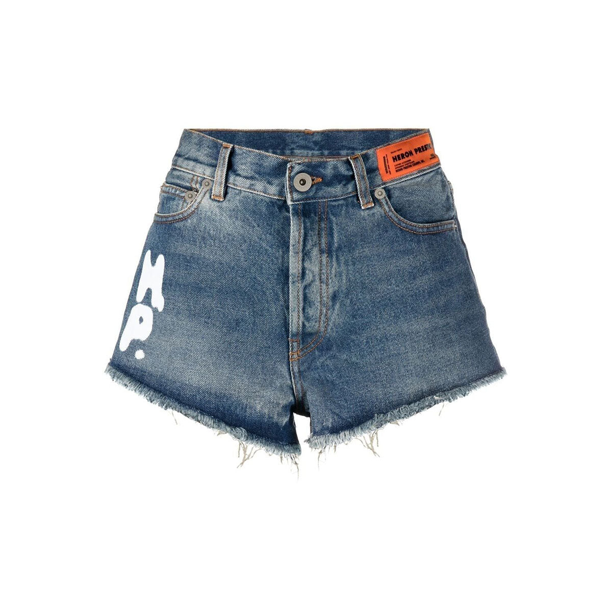 Spray logo denim shorts
