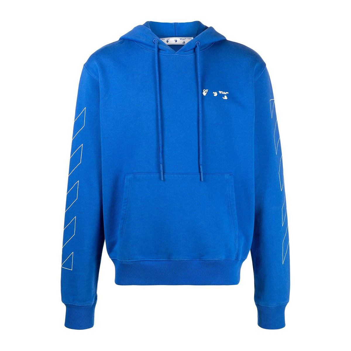 Blue diag off white logo slim fit hoodie