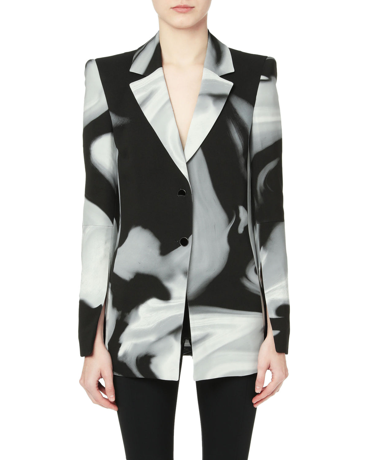 Liquid melt shoulder pads jacket grey black