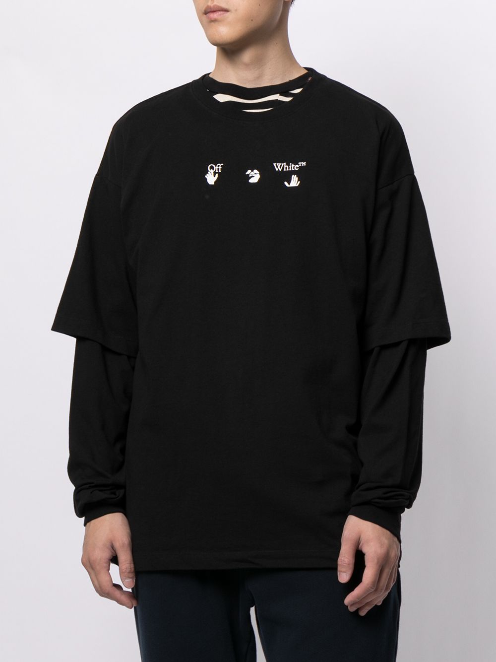 Double layer sleeve t-shirt black
