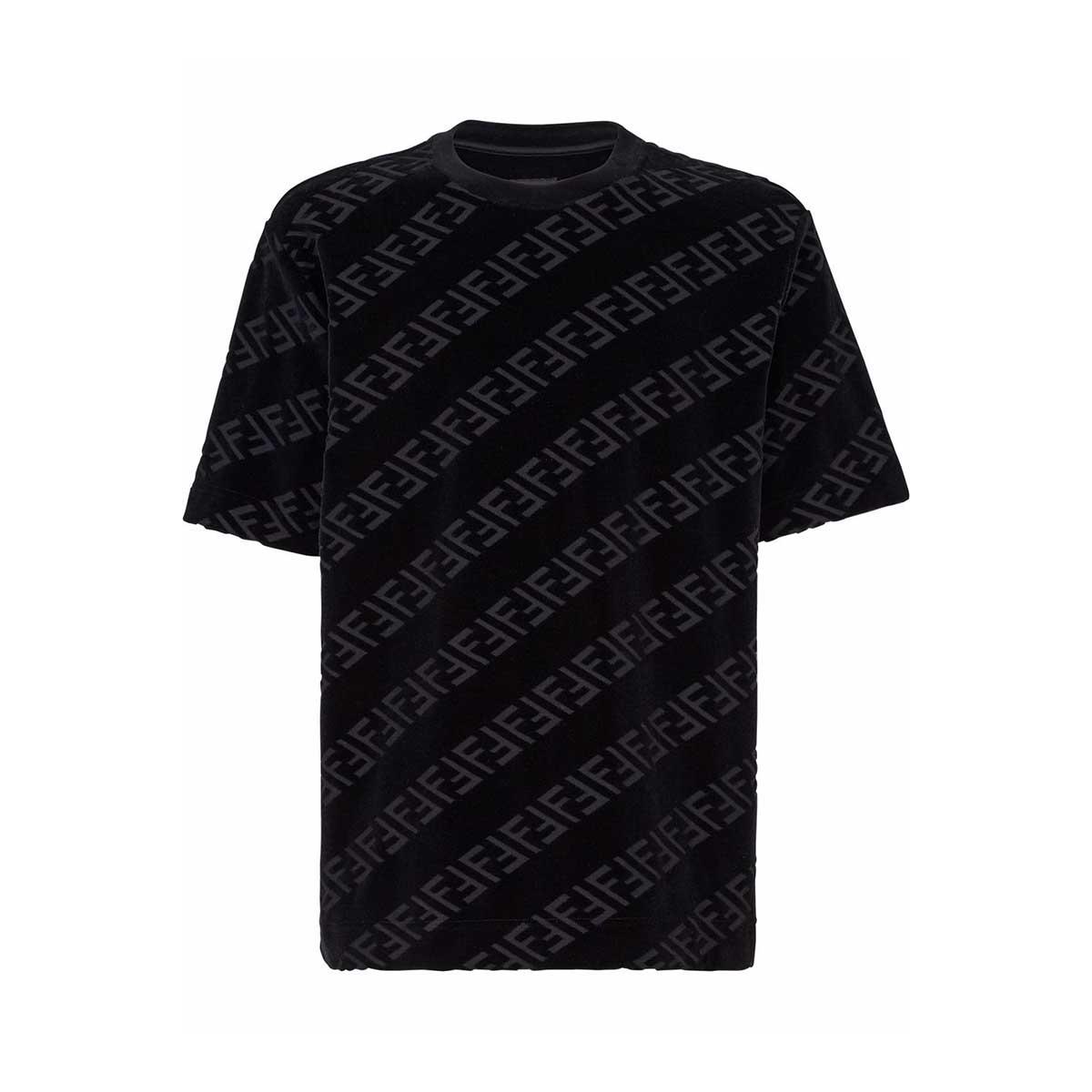 NWT Fendi Karligraphy Flocked Logo T-Shirt Velvet Monogram Mens XL