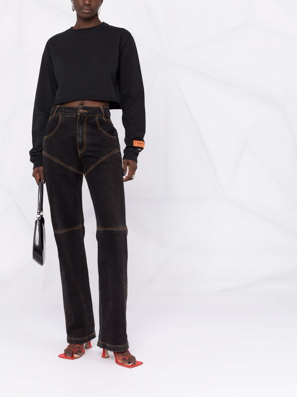 L/S tee crop different black white