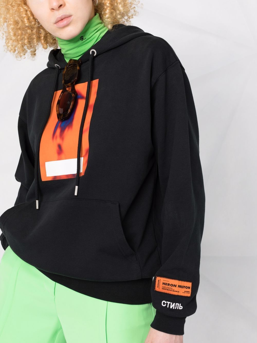 Hoodie light censored heron black orange