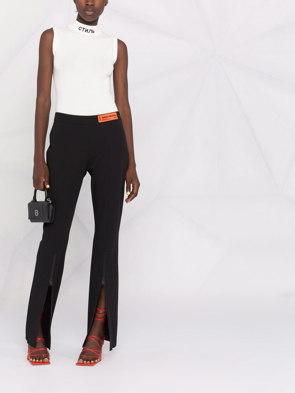 Gabardine stretch zip pants black