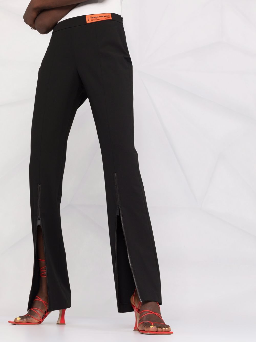Gabardine stretch zip pants black