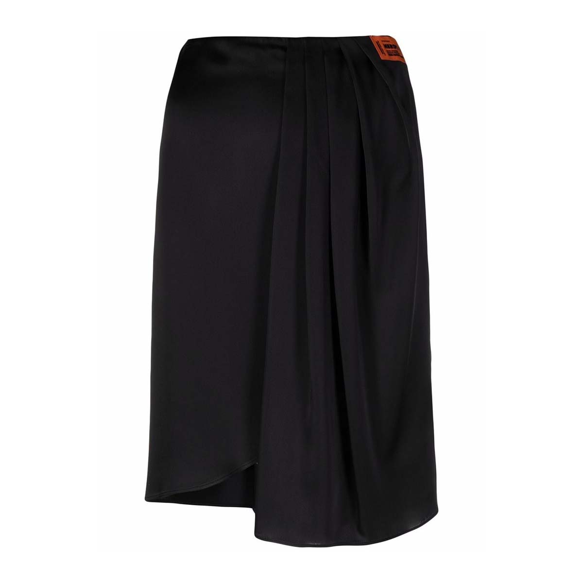 Fluid satin draped skirt black