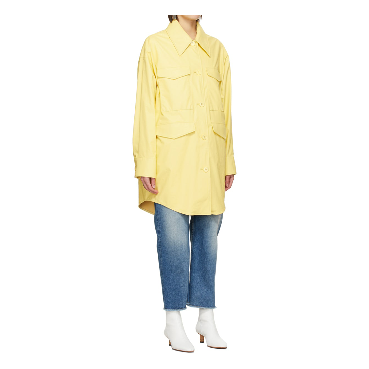 Button up overshirt jacket custard