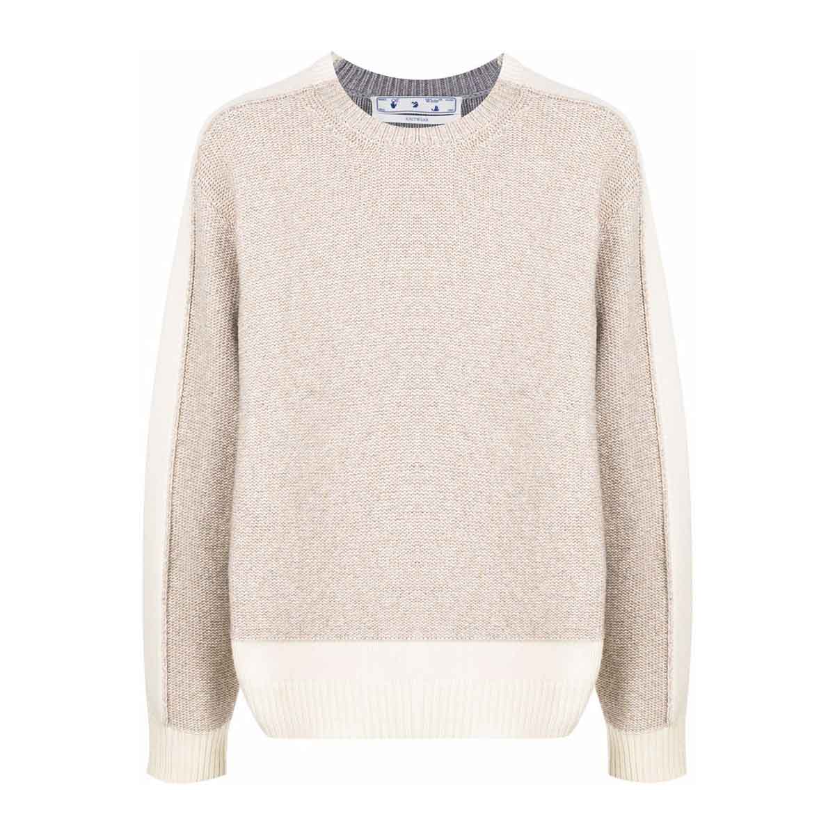 Mask knit crewneck tofu light grey