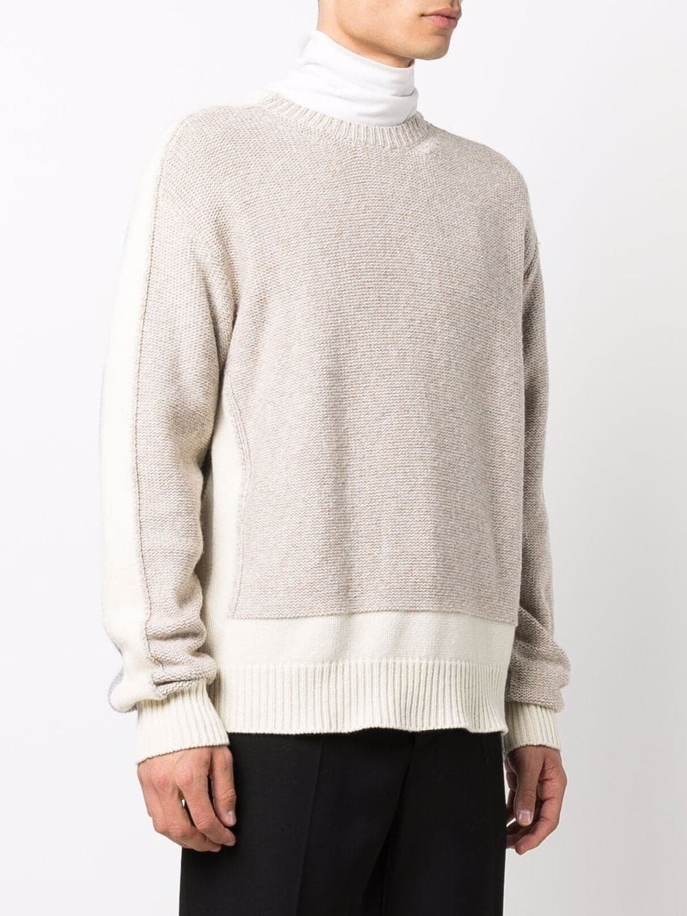 Mask knit crewneck tofu light grey